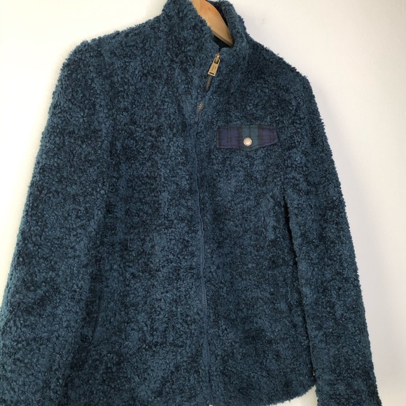 Pendleton Fuzzy Teddy Bear Plaid Sweater Jacket - Picture 2 of 6